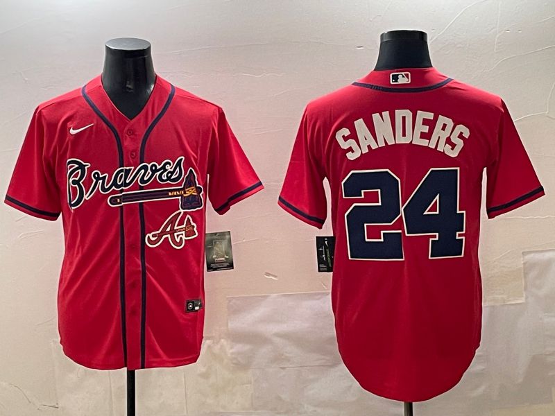 Men Atlanta Braves #24 Sanders Red Game 2025 Nike MLB Jersey style 5